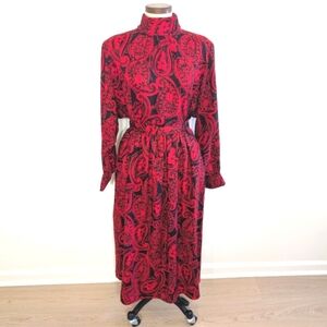 Vintage Valentino Miss V Wool, Silk High Collar 2 Piece Maxi Skirt Set. 46.US 10